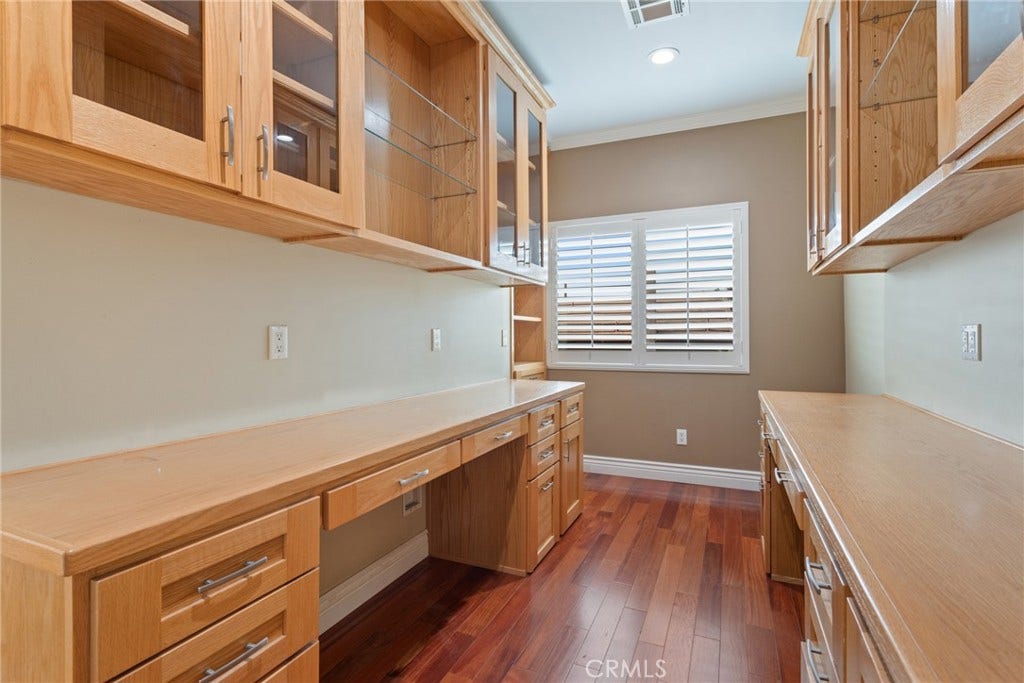 21819 E Chestnut Court, Walnut, CA 91789 2nd floor - hallway with custom desks and cabinets. Homework and study time