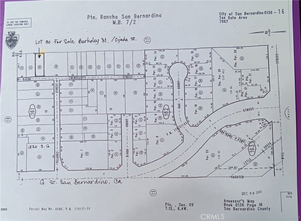 0 Berkeley, San Bernardino, CA 92410 Lot 30 Assessor's Map