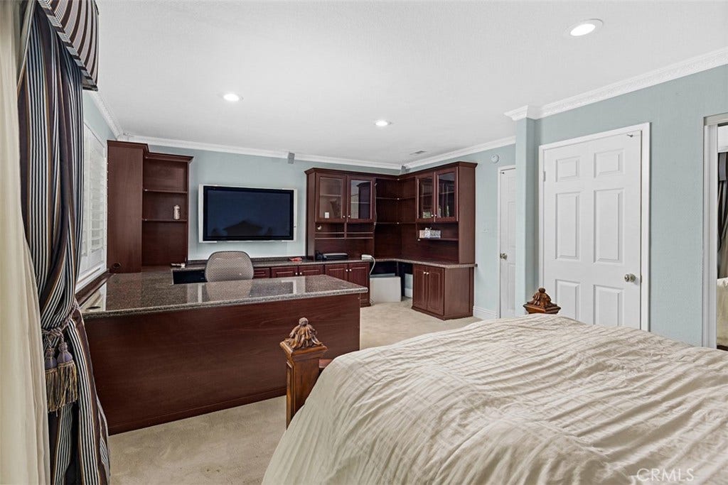 21848 Arbor Court, Walnut, CA 91789 Upstairs bedroom 4 with study area & built-in desk & shelves