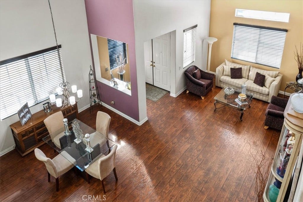 15590 Eastwind, Fontana, CA 92336 Looking down into the Living Room/Dining Room