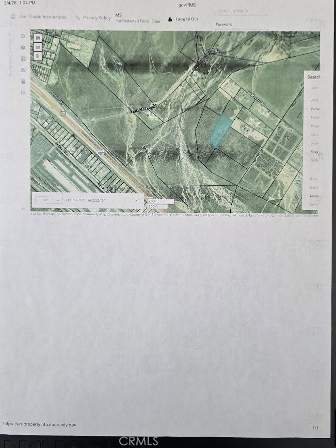 0 Meyers Devore CA, San Bernardino, CA 92407 Assessor Aerial Lot Map View