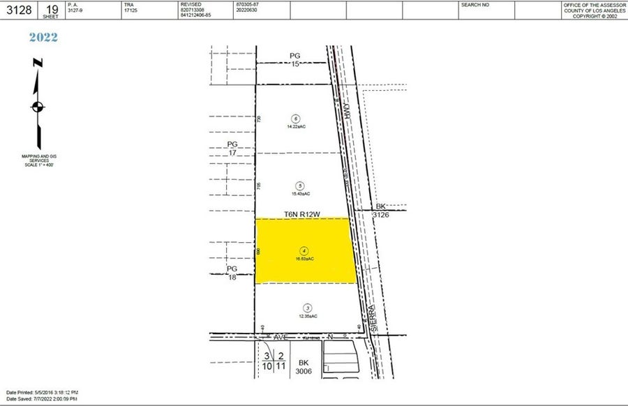 Property photo for 0 Sierra, Palmdale, CA