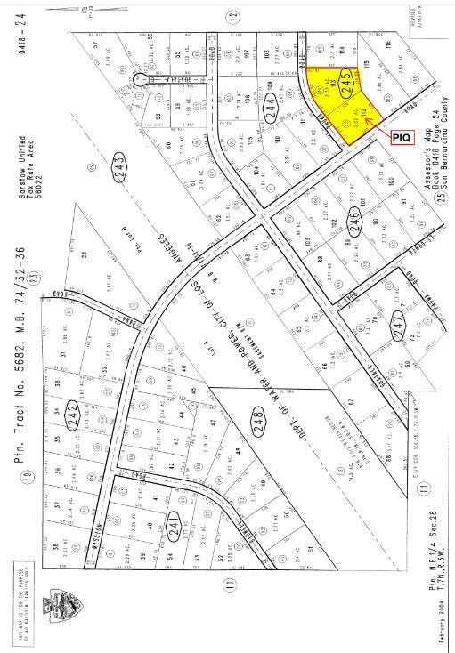 0 Slash X Ranch Rd #03, Barstow, CA 92307 Both parcels are Highlighted. PIQ is APN 03
