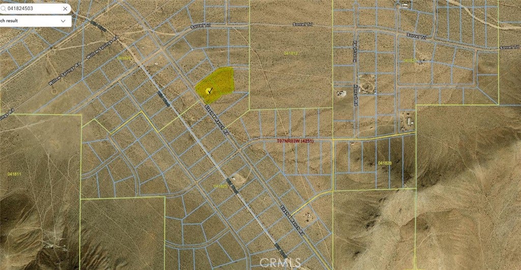 0 Slash X Ranch Rd #03, Barstow, CA 92307 Both Parcels are Highlighted. Check mark is APN #03