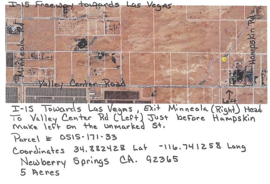 Property photo for 33 Valley Center, Newberry Springs, CA