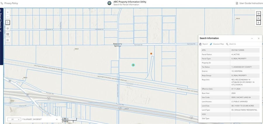 Property photo for 0 Mountain View Road, Newberry Springs, CA