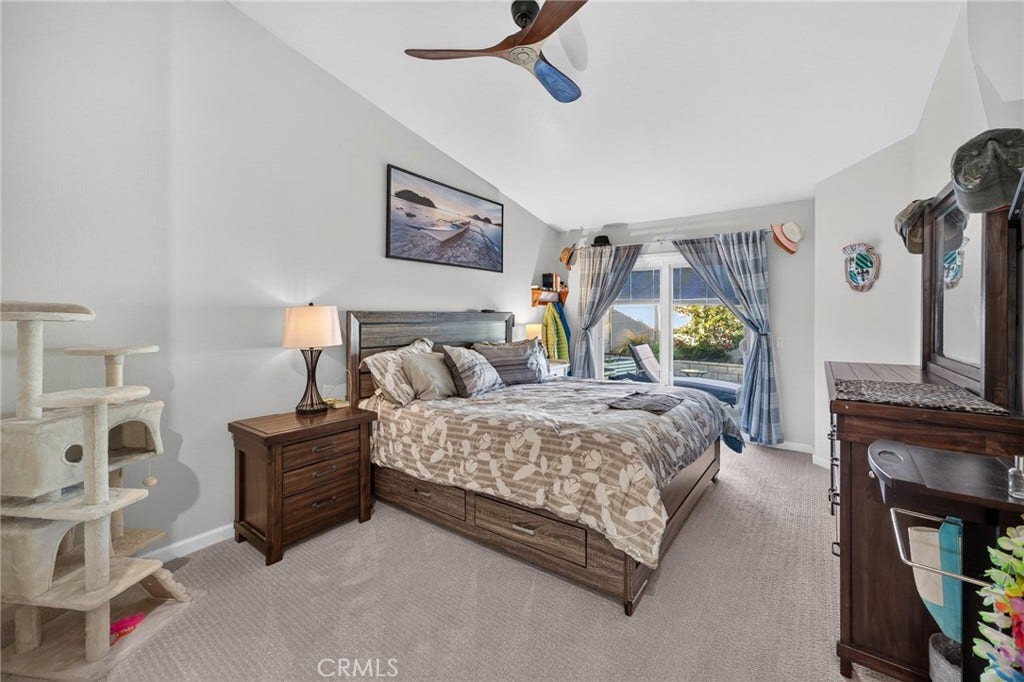Primary Bedroom with New Slider to Back Yard