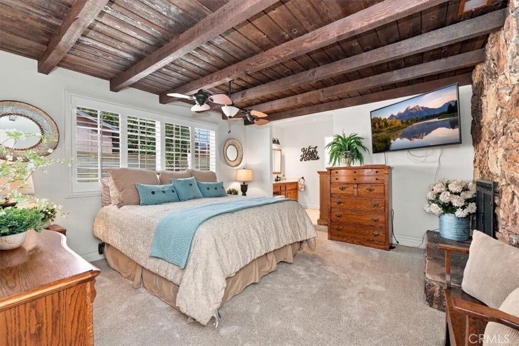 2791 Bronco Lane, Norco, CA 92860 Primary bedroom with fireplace and exterior access