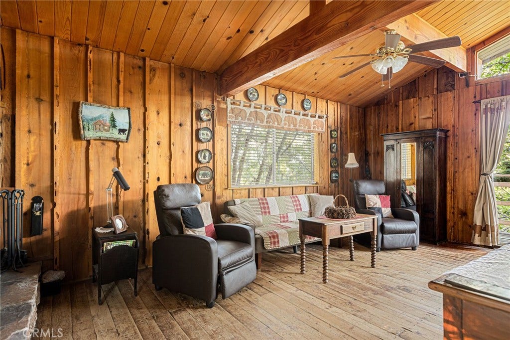 2151 Tank Road, Arrowbear, CA 92382 Living room with fireplace.