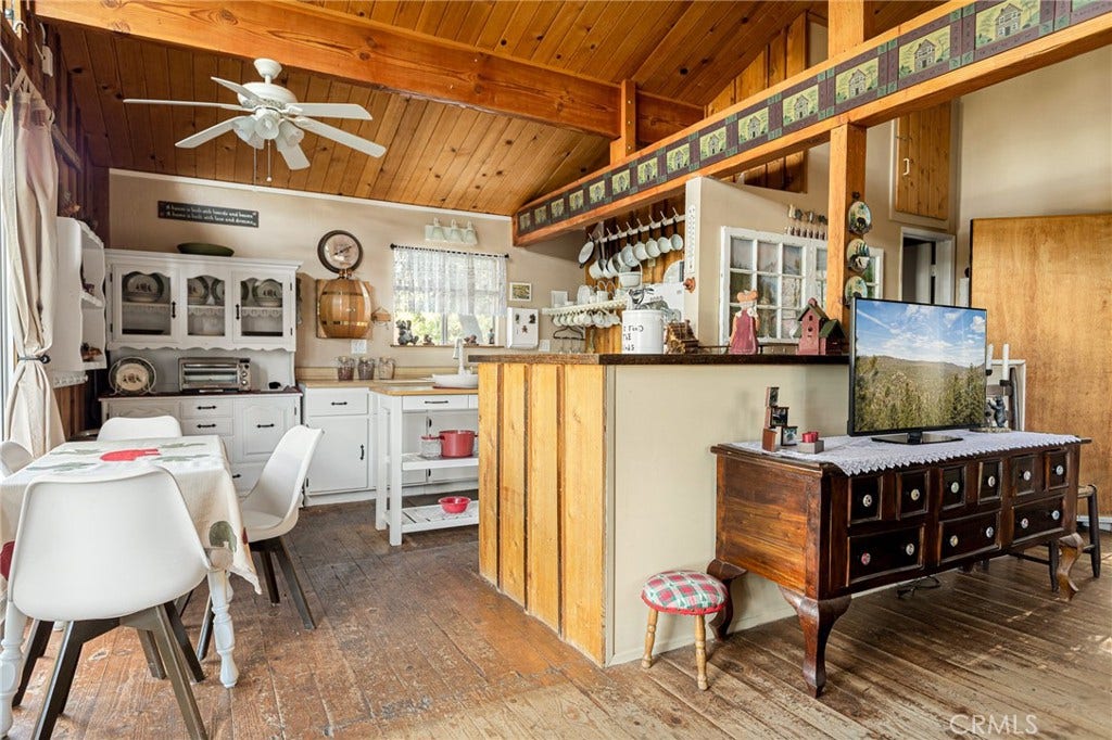 2151 Tank Road, Arrowbear, CA 92382 Main living area with kitchen living room and dining.