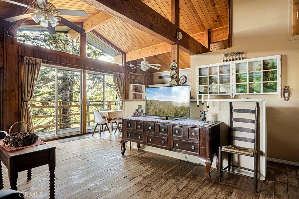 2151 Tank Road, Arrowbear, CA 92382 Kitchen open to living area.