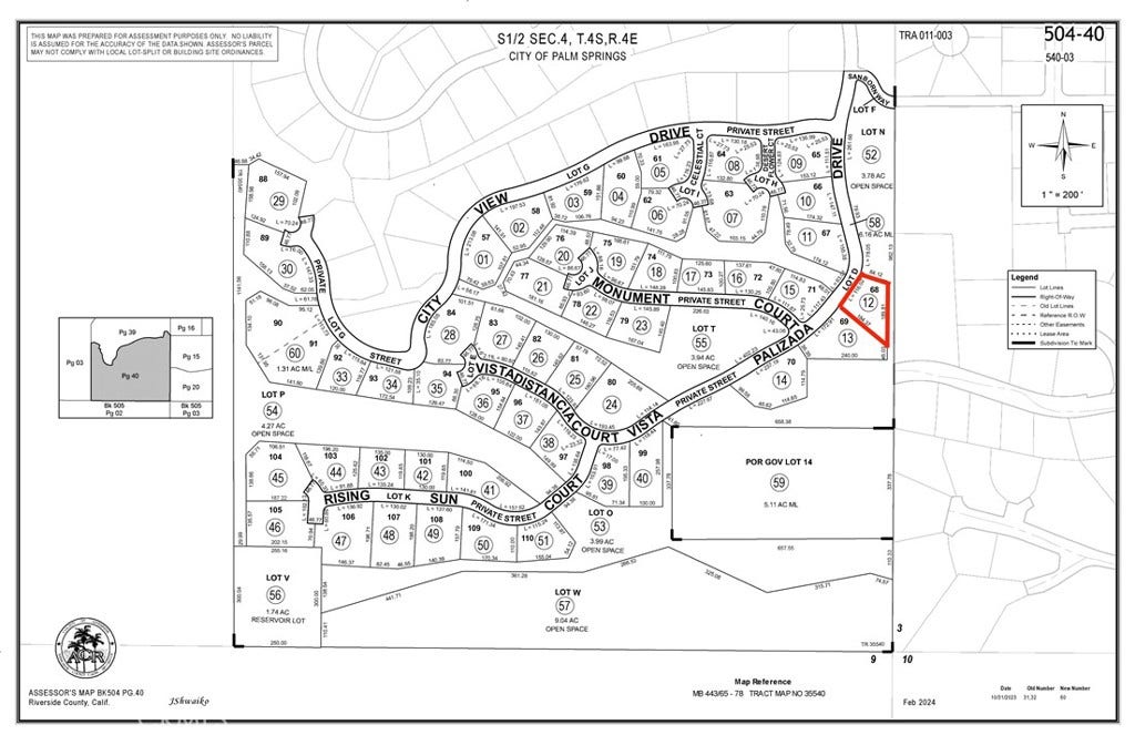 2065 Vista Palizada, Palm Springs, CA 92262 Community Plat Map