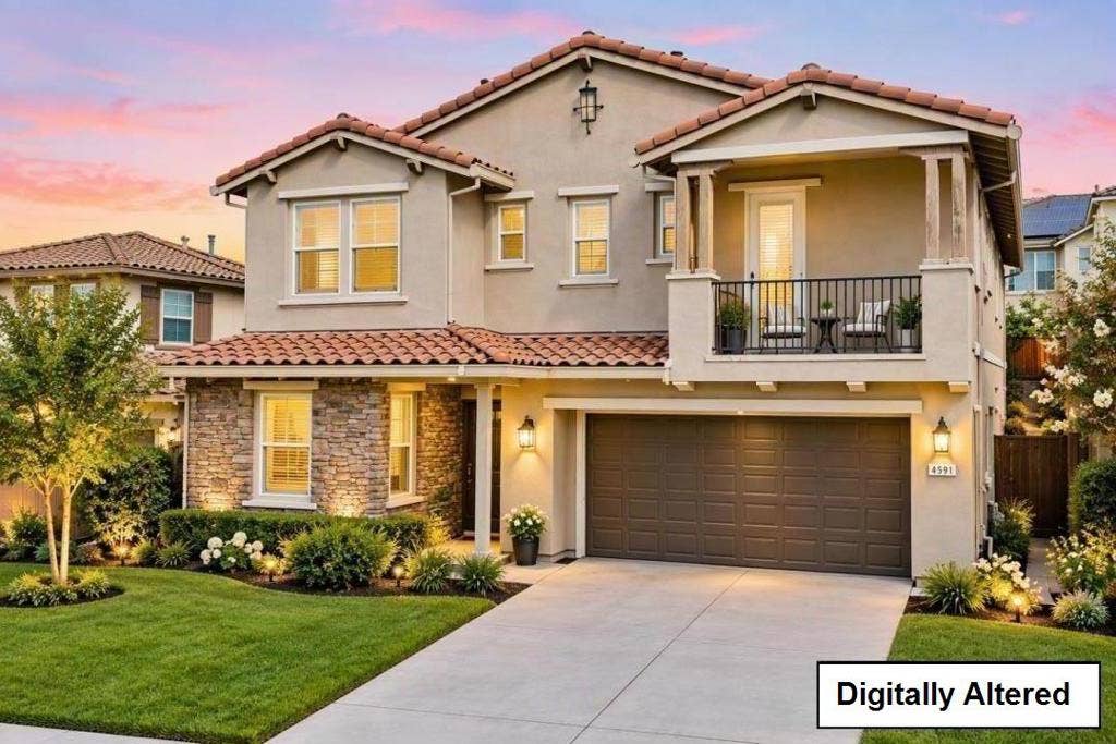 Antioch, CA 94531 Front yard idea depicting potential landscaping and lighting options.