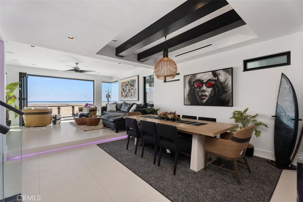 1904 W Oceanfront, Newport Beach, CA 92663 View from the kitchen through the dining room to the view