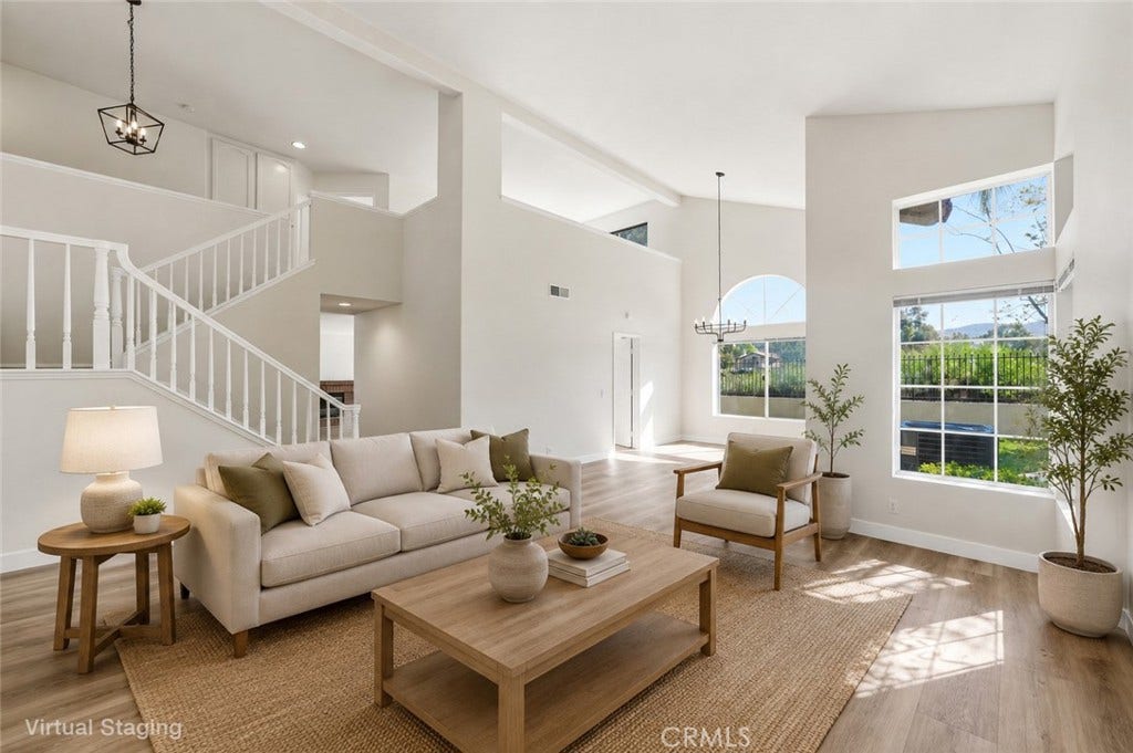 34 Reata, Rancho Santa Margarita, CA 92688 Virtual Staging Living Room and Dining Room, loft now enclosed