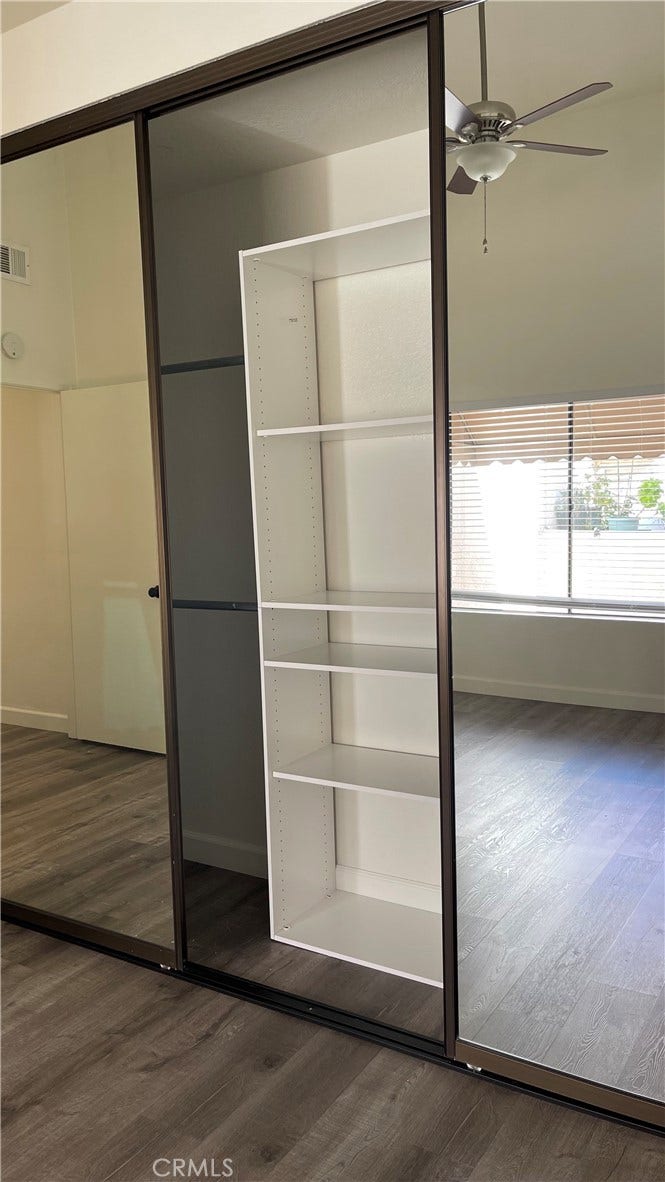 Large closet in primary with closet organizers