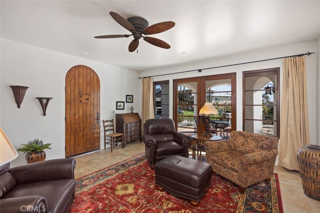 240 Avenida Rosa, #B, San Clemente, CA 92672 Living area looking out to private 800 sq. foot patio.