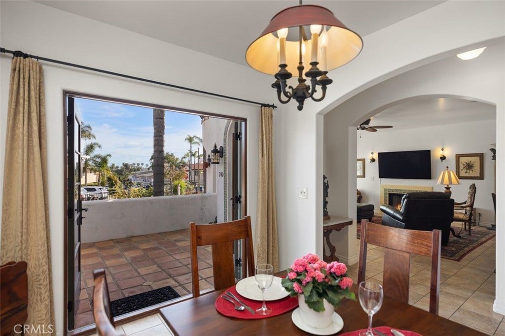 240 Avenida Rosa, #B, San Clemente, CA 92672 Dining area with doors that can open to patio/BBQ area.