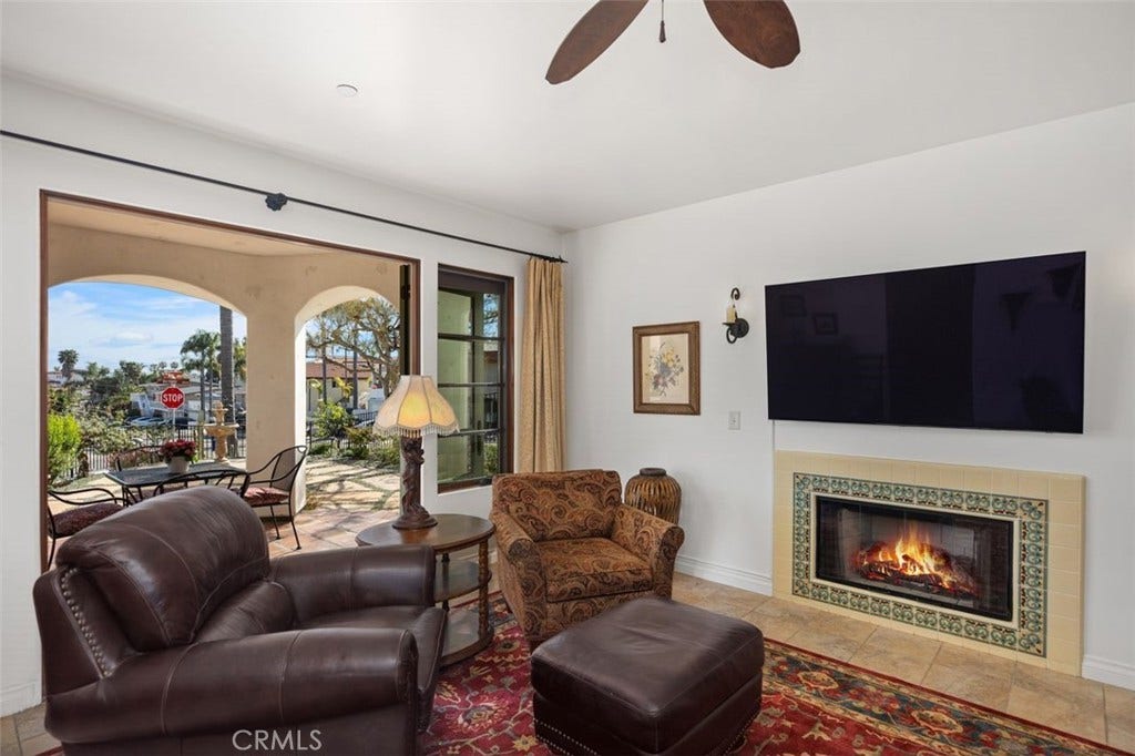 240 Avenida Rosa, #B, San Clemente, CA 92672 Living area looking out to private 800 sq. foot patio.