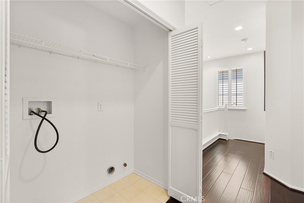 15 Poppyfield, Rancho Santa Margarita, CA 92688 Conveniently located on the second level near all bedrooms, the dedicated laundry room offers built in shelving, washer and dryer hookups, and functional storage to simplify everyday living.