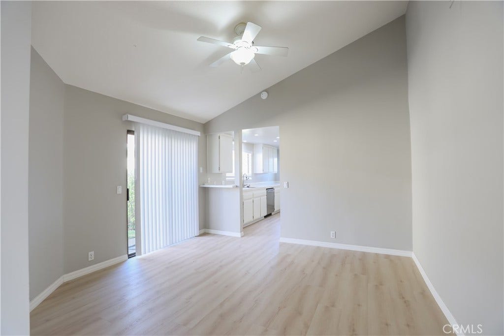 Dining Room with Ceiling Fan off Kitchen