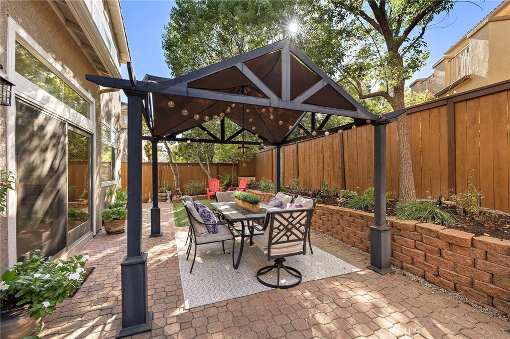 27 Las Cruces, Rancho Santa Margarita, CA 92688 Such a beautiful and peaceful backyard, surrounded by lush trees. You will love relaxing and entertaining in your outdoor living space.