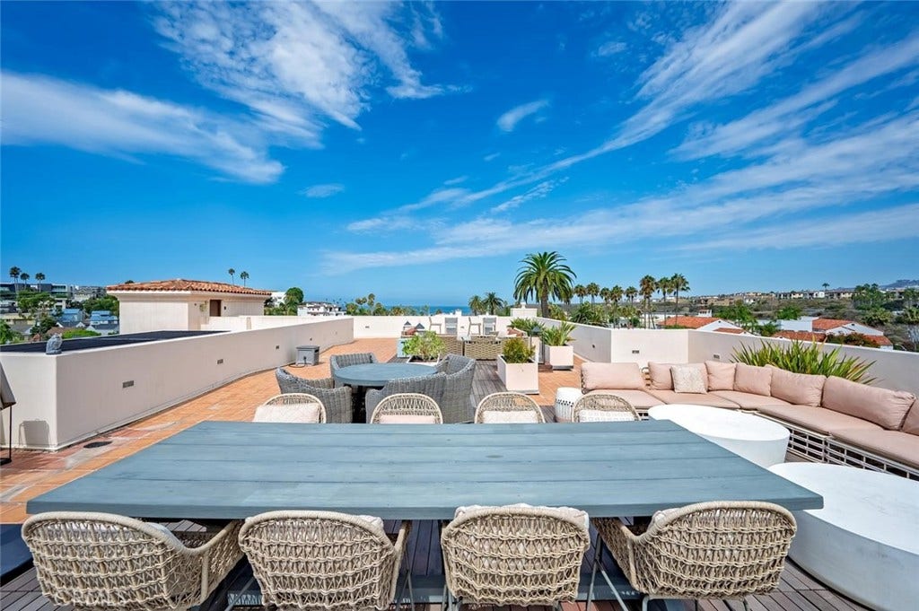 1520 N El Camino Real, #26, San Clemente, CA 92672 Ocean view Rooftop deck with BBQ area, fire pit and lots of cozy seating....great for entertaining!
