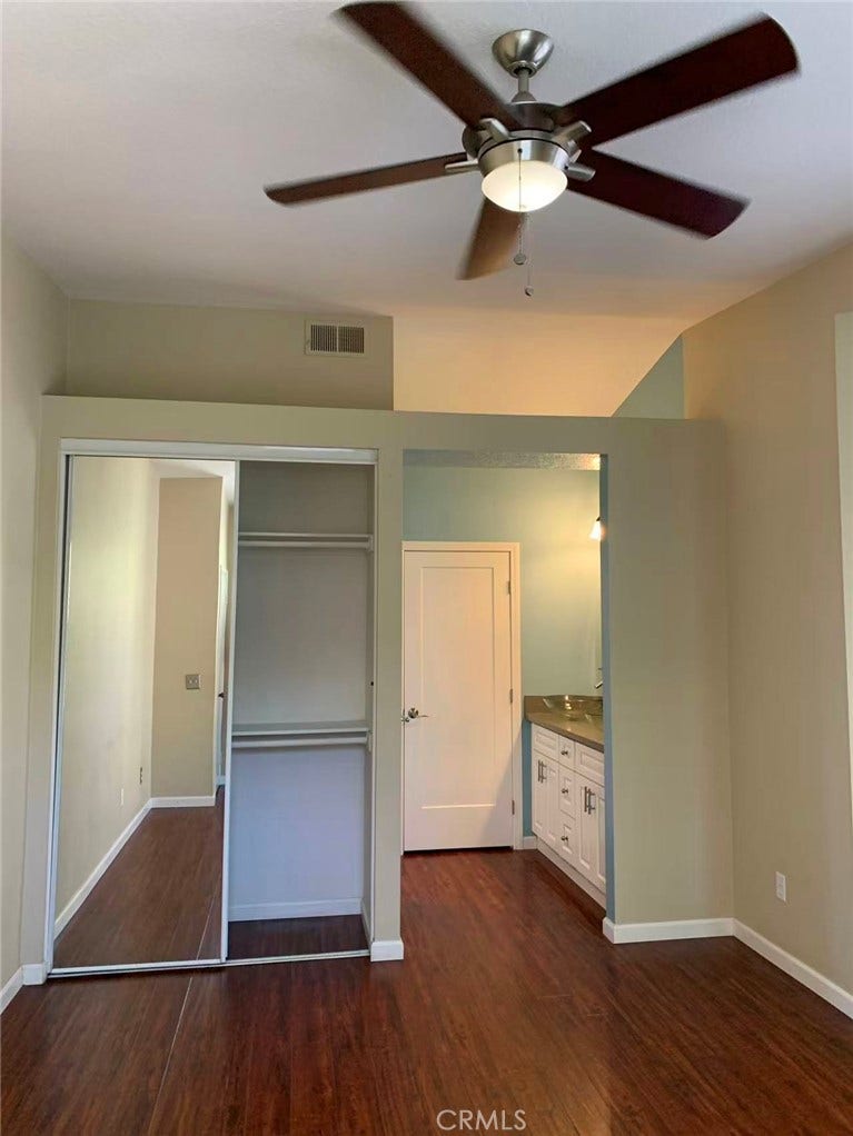 Master suite, with two closets.