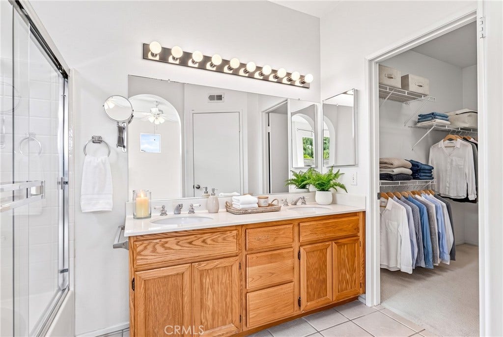 24 Mission Court, Lake Forest, CA 92610 Primary Bath and Walk-In Closet (virtually staged).