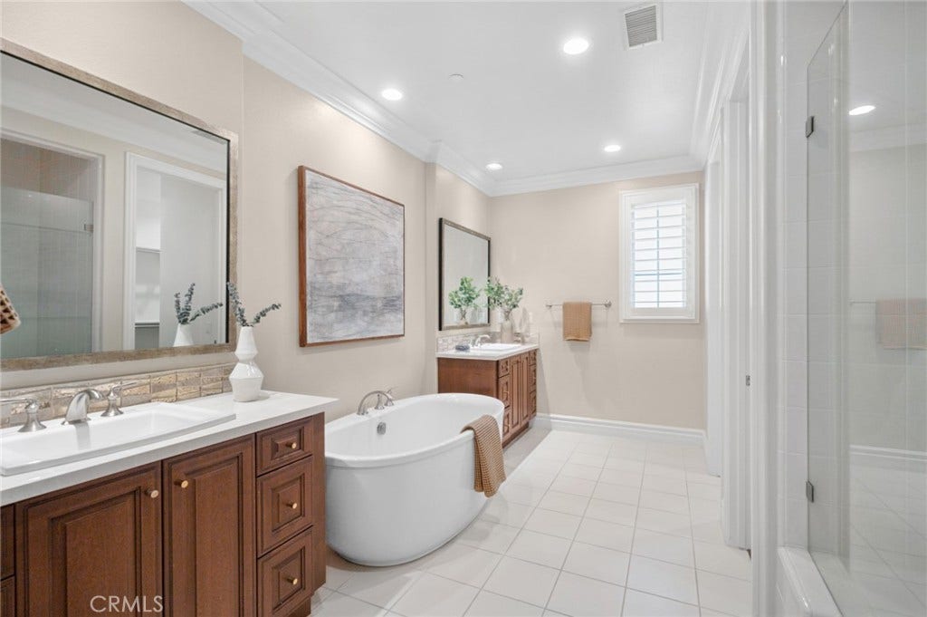 2nd Floor Primary Bathroom Suite with Dual Vanity and Spacious Walk In Closet