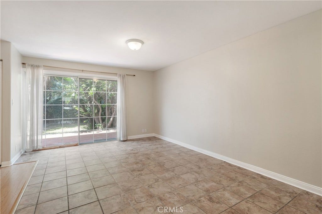 Sliding door leading to front yard