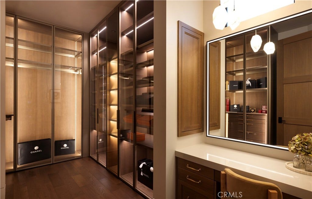 Dual Italian-imported walk-in closets