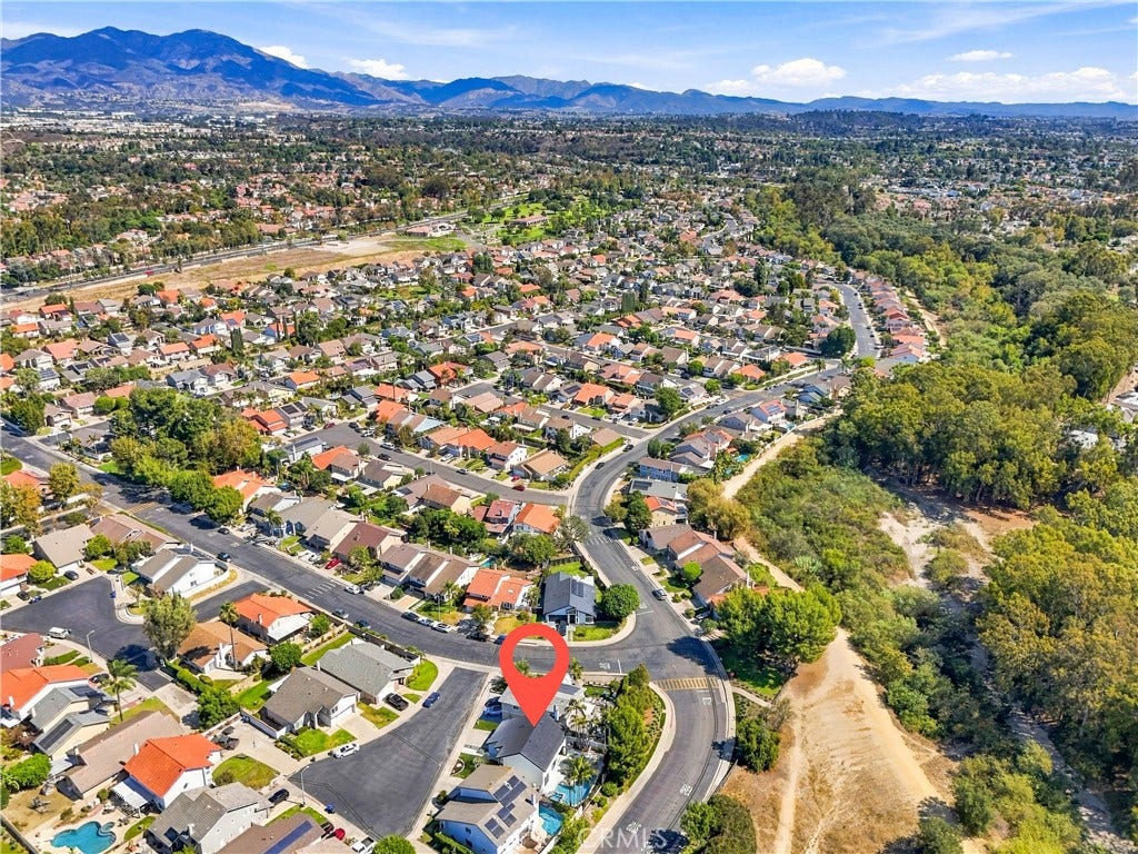 24396 Calle Pequeno, Lake Forest, CA 92630 Aerial view of home across from the Serrano Creek trail
