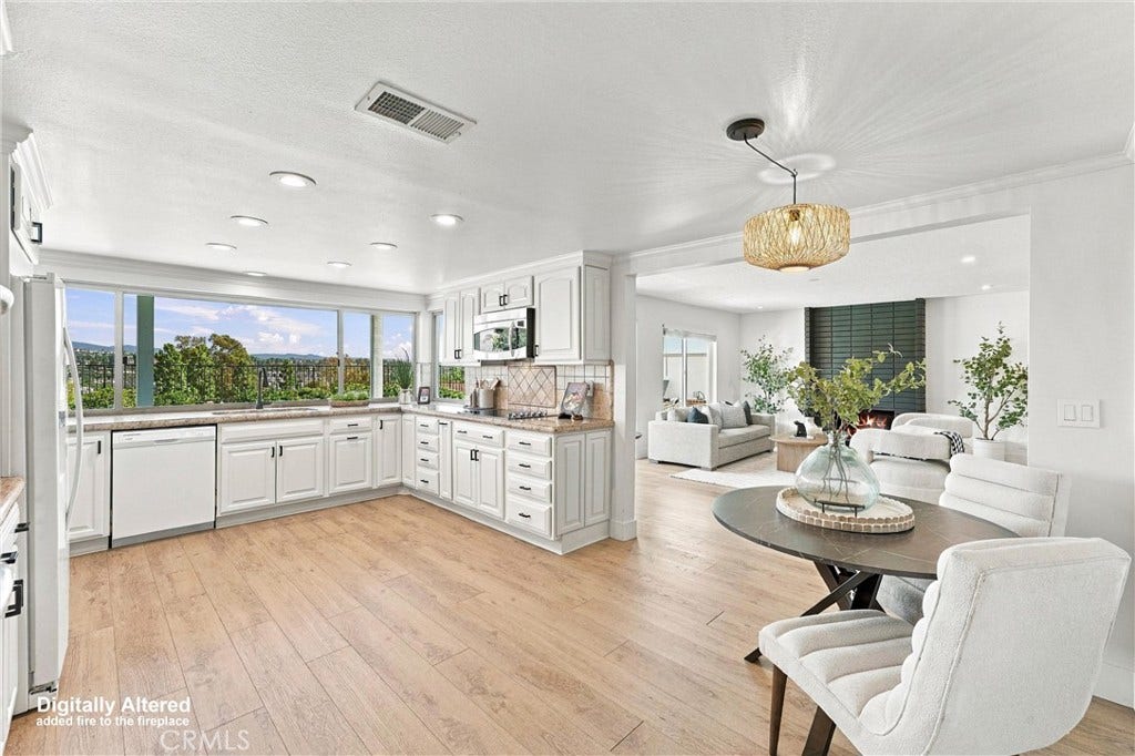 22942 Arija, Mission Viejo, CA 92691 digitally altered fire in fireplace