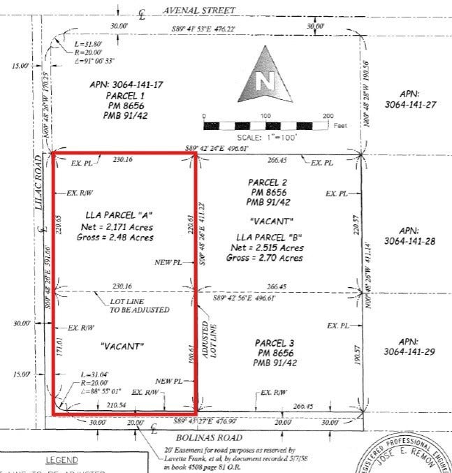 0 Bolinas, Oak Hills, CA 92344 Lot Line Adjustment Map