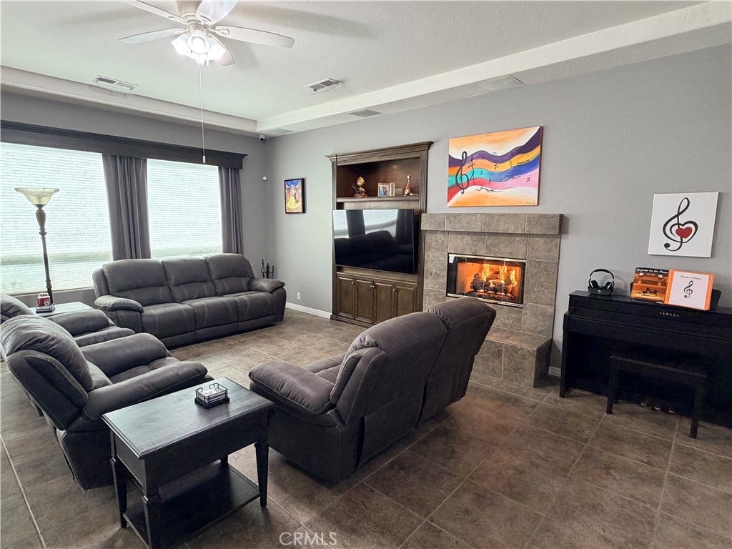 43607 Bordeaux, La Quinta, CA 92253 Large Living Room with Cozy Fireplace