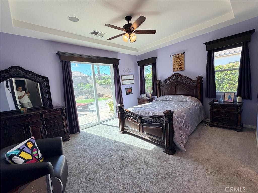 43607 Bordeaux, La Quinta, CA 92253 Master Bedroom with View to Your Very Own Desert Oasis and Pool