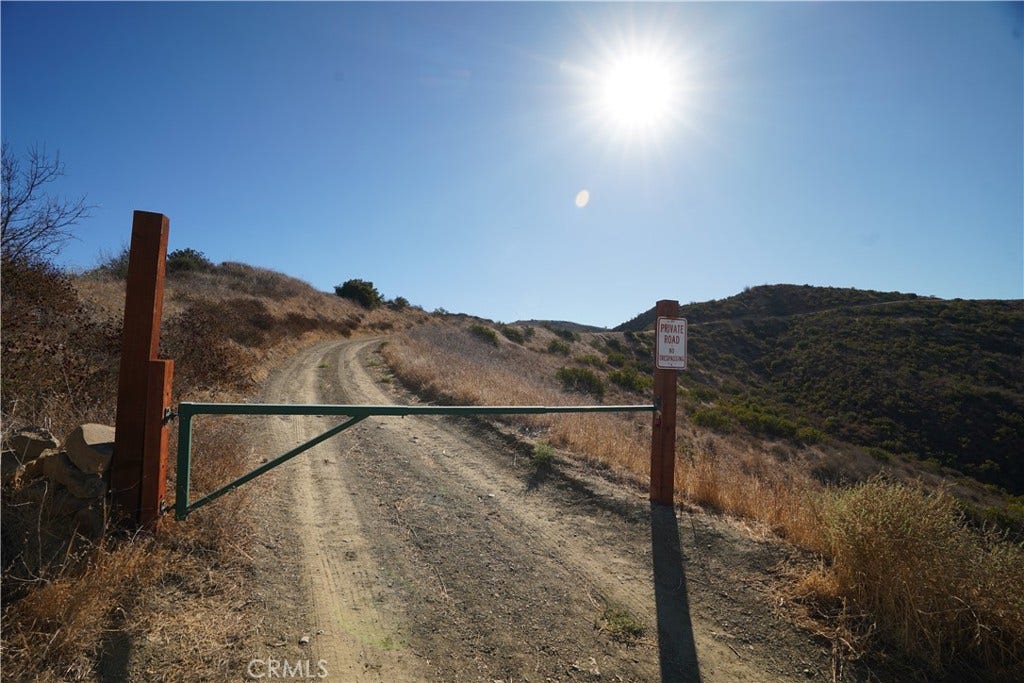 16 Williams Canyon, Silverado, CA 92676 This property is BEHIND this locked gate. Walk about 5 minutes past this gate.