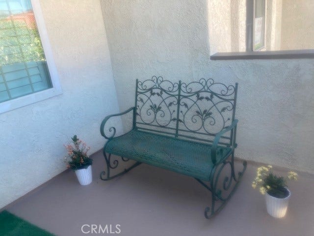 Patio bench & plants