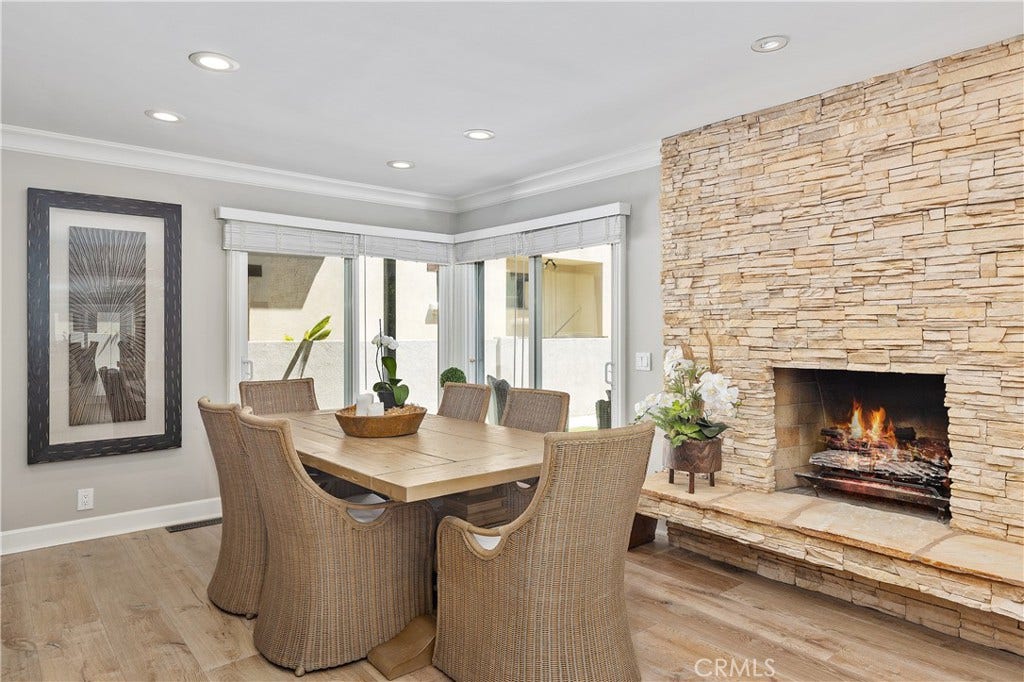 Dining Room with fireplace