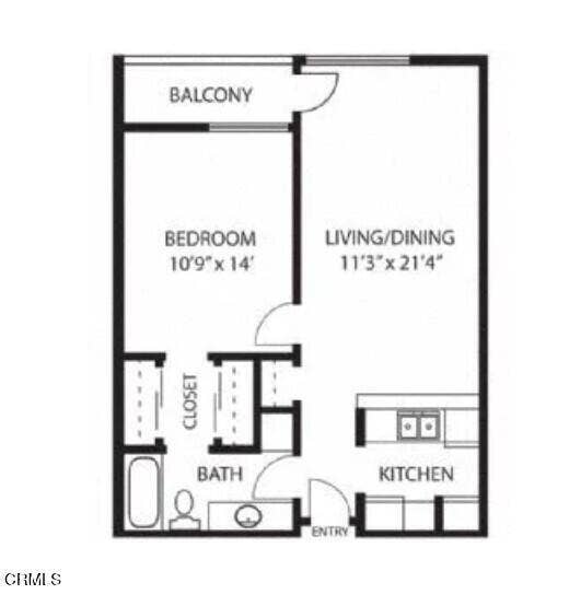8525 Tobias, #346, Panorama City, CA 91402 Seville Floorplan 600 sq ft