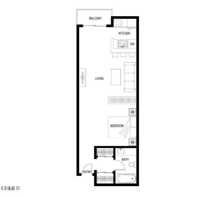 8525 Tobias Avenue, #362, Los Angeles, CA 91402 Madrid Floorplan 500 sq ft