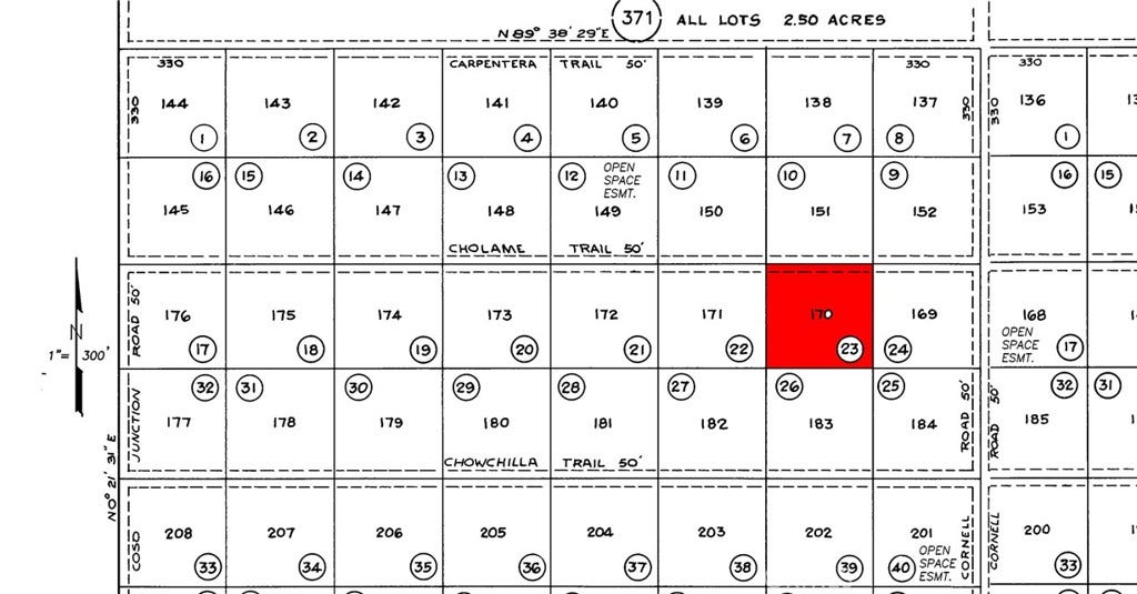 11730 Choctaw (AKA Cholame) Trail, Santa Margarita, CA 93453 San Luis Obispo Tax map of lot in red.