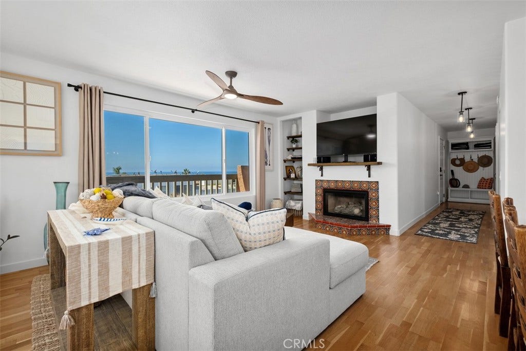 409 Arenoso Lane, #12, San Clemente, CA 92672 Spacious living room with TV & Fireplace