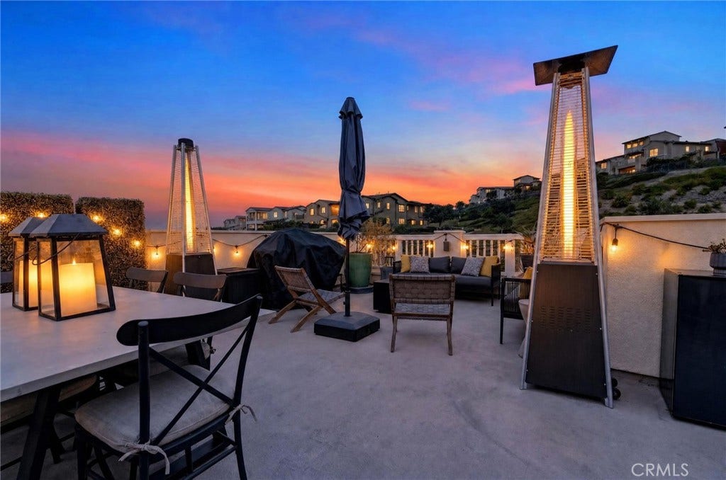 14 Marisol, Rancho Mission Viejo, CA 92694 Digitally enhanced twilight photo of the rooftop deck.