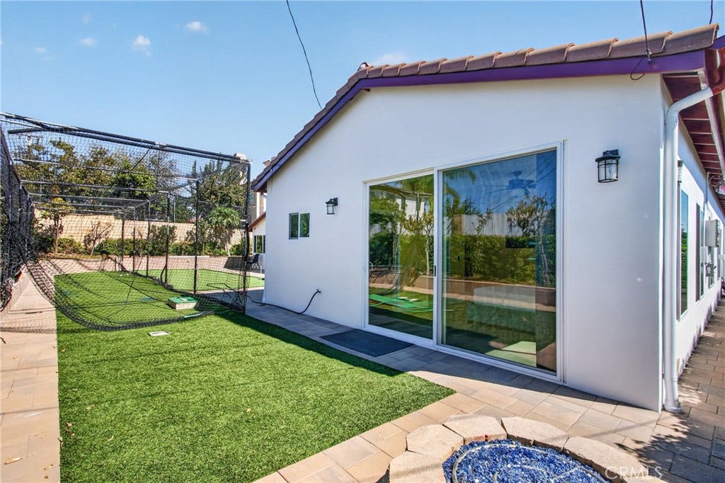5451 Lockhaven Drive, Buena Park, CA 90621 Back yard with artificial turf and fire pit