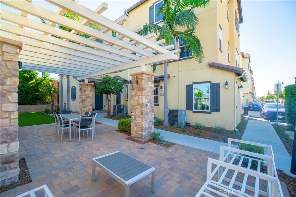 Community courtyard with pergola