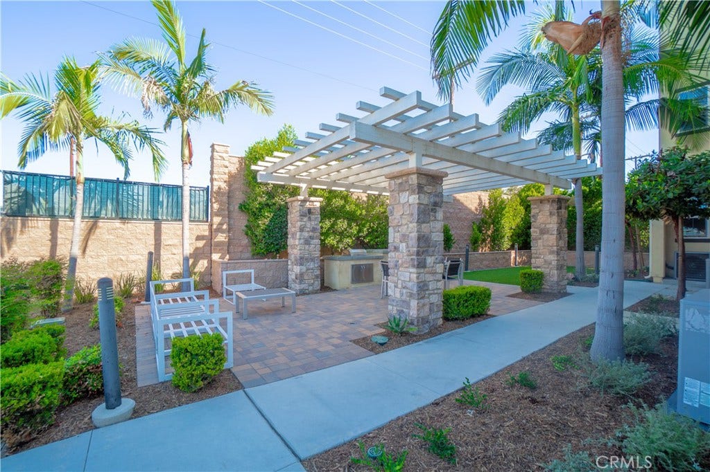 Community courtyard with pergola