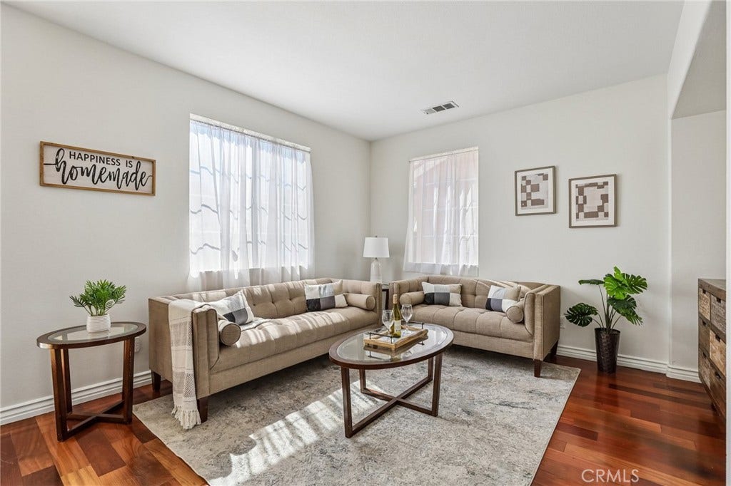 Family room open to kitchen and dining