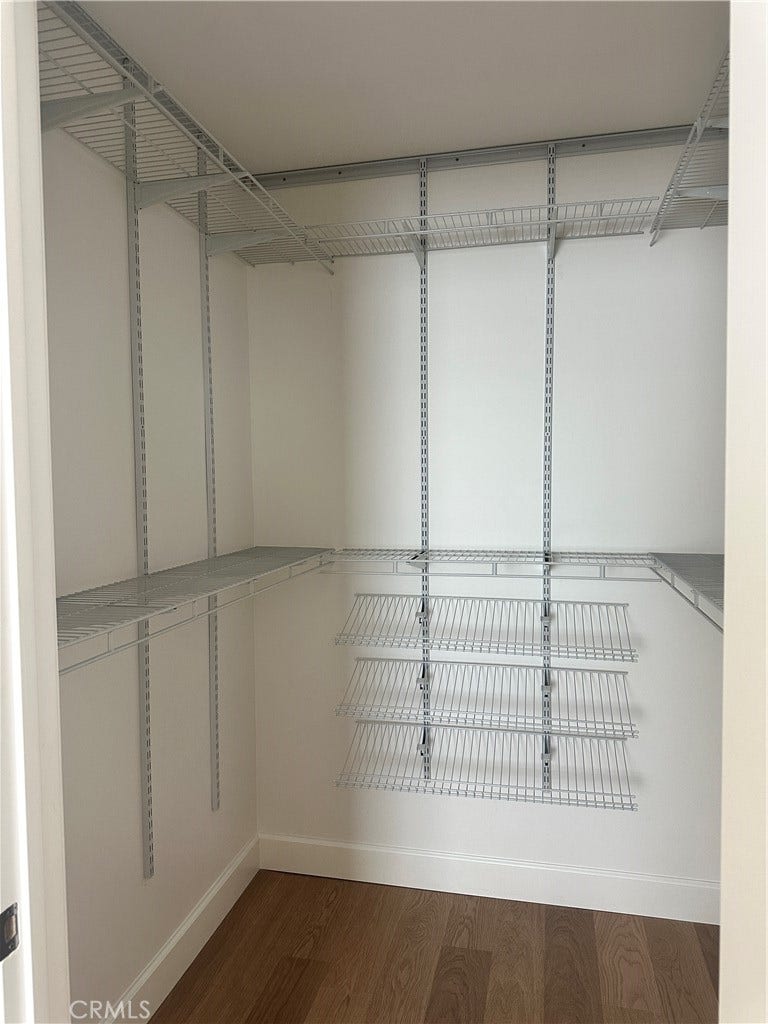 Walk-in closet in master bedroom